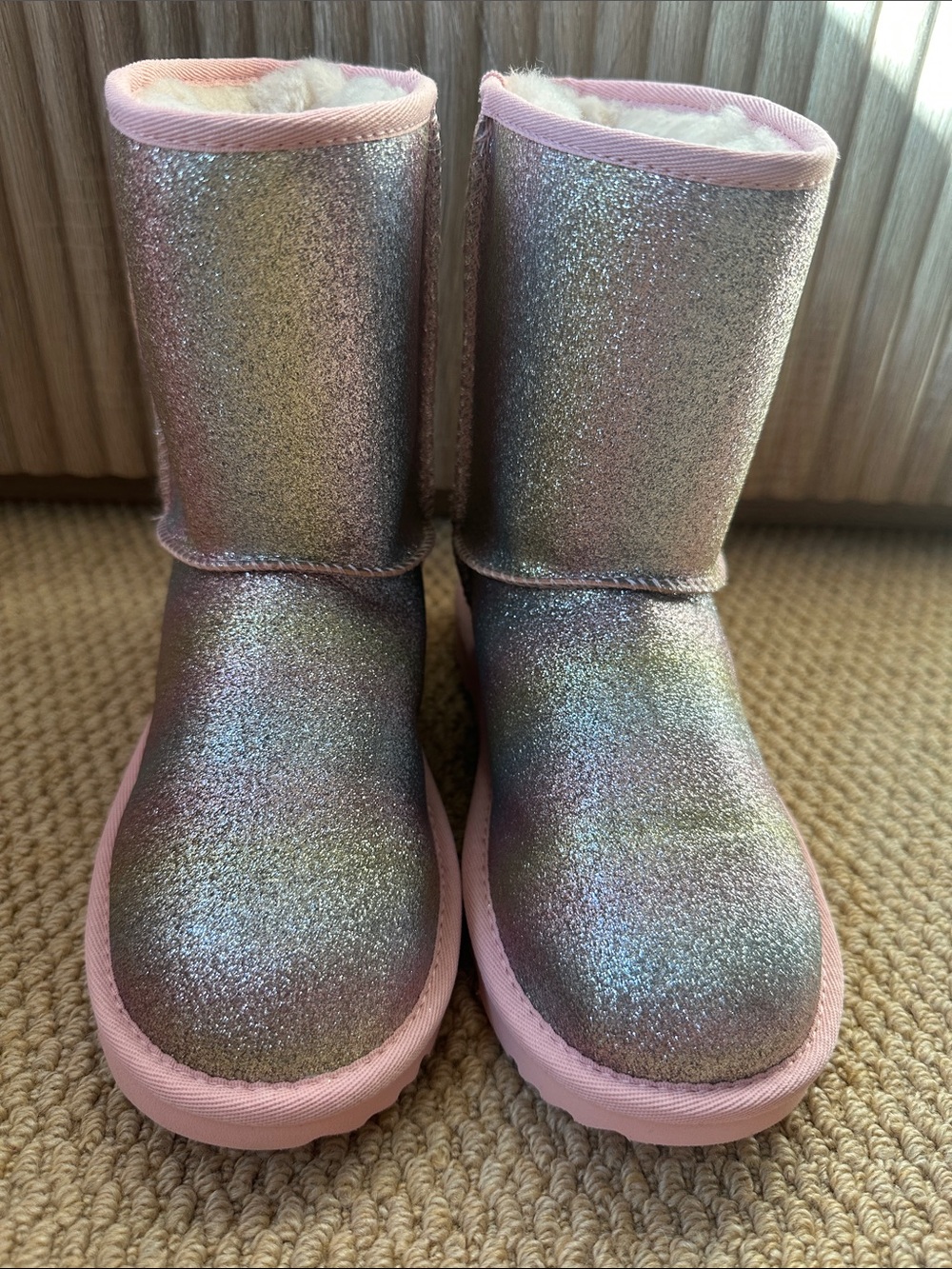 Sparkly Iridescent Pink Winter Boots